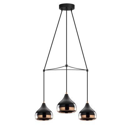 Hanglamp aan kabel YILDO 3xE27/40W/230V zwart/koper