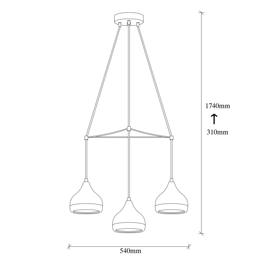Hanglamp aan kabel YILDO 3xE27/40W/230V zwart/koper