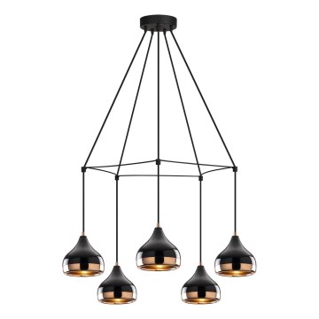 Hanglamp aan kabel YILDO 5xE27/40W/230V zwart/koper