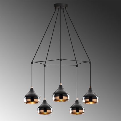 Hanglamp aan kabel YILDO 5xE27/40W/230V zwart/koper