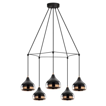 Hanglamp aan kabel YILDO 5xE27/40W/230V zwart/koper