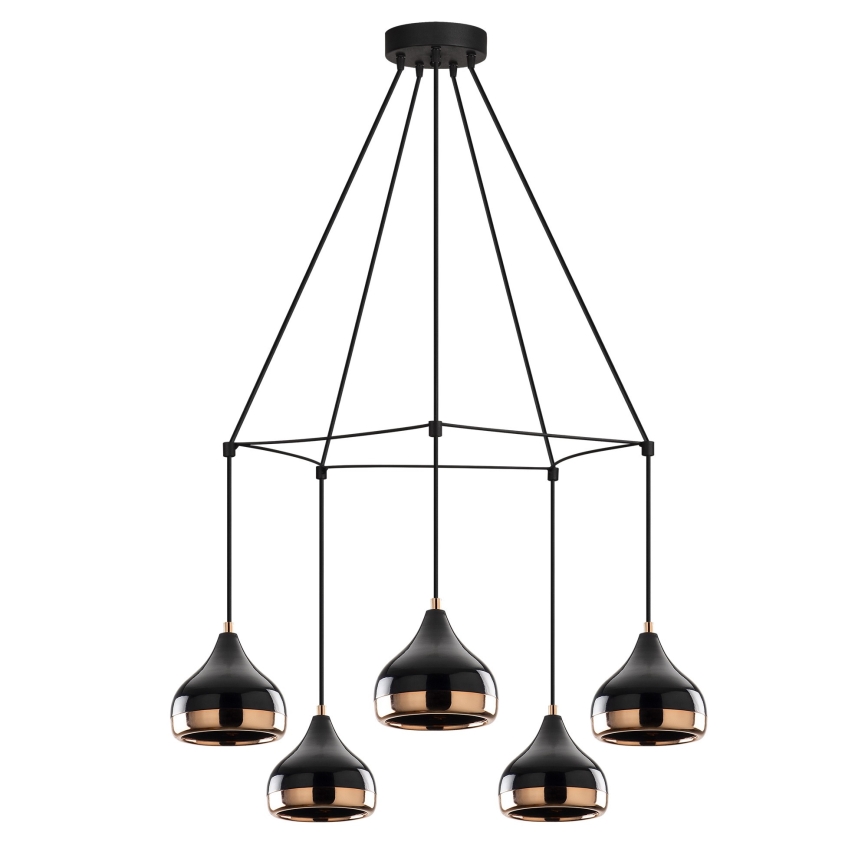Hanglamp aan kabel YILDO 5xE27/40W/230V zwart/koper