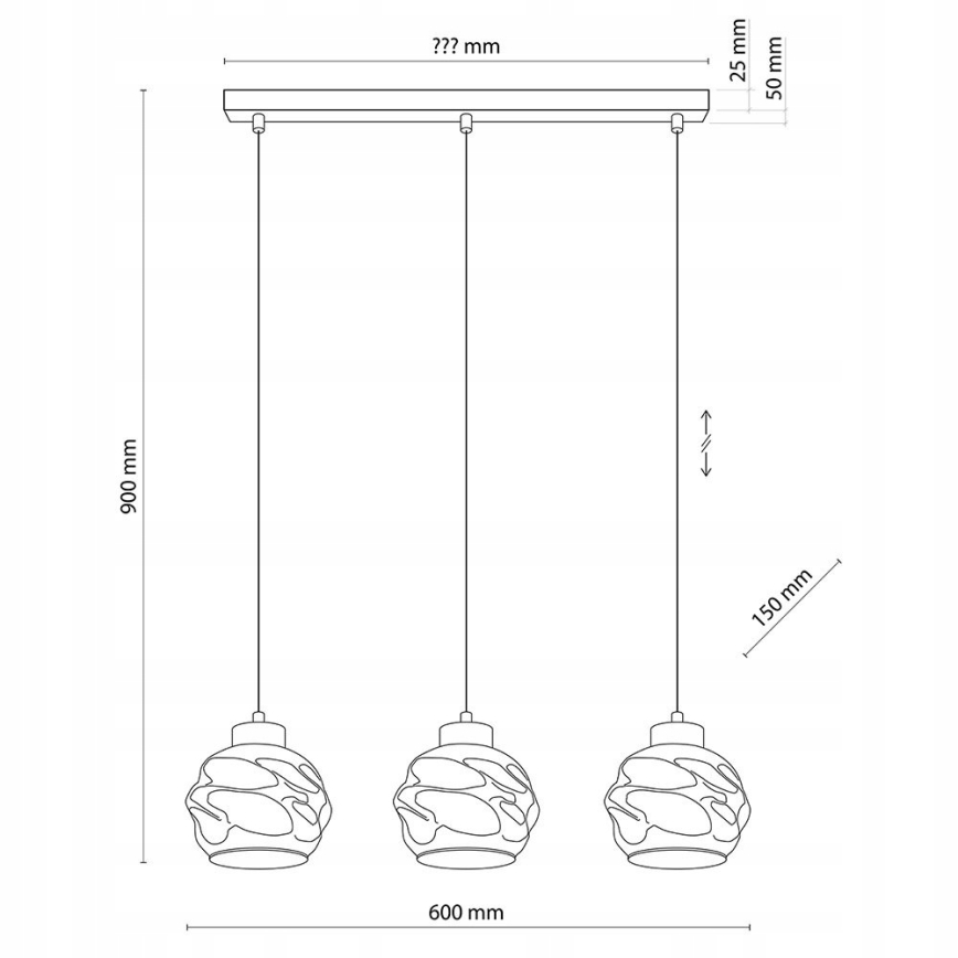 Hanglamp aan kabel ZULIA 3xE27/15W/230V zwart/gerookt zwart