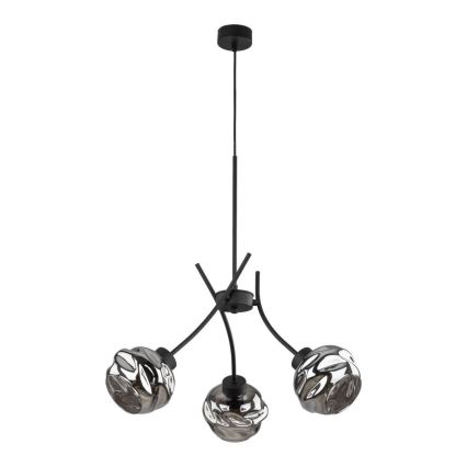 Hanglamp aan kabel ZULIA 3xE27/15W/230V zwart/rookzwart