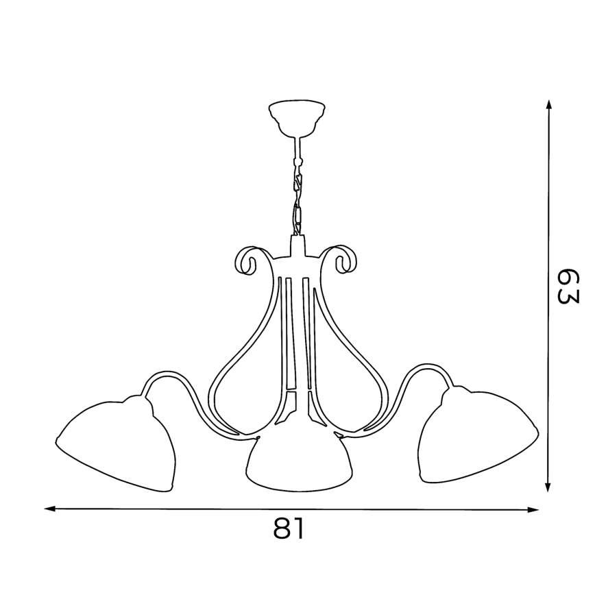 Hanglamp aan ketting ANTICA 3xE27/60W/230V