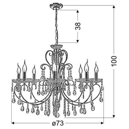 Hanglamp aan ketting AURORA 8xE14/40W/230V