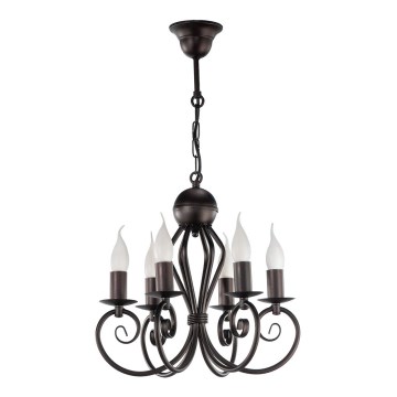 Hanglamp aan ketting CLIVIA 6xE14/40W/230V Afrikaans Hardhout