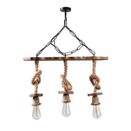 Hanglamp aan ketting EREBOS 3xE27/40W/230V bruin