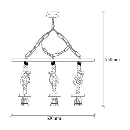 Hanglamp aan ketting EREBOS 3xE27/40W/230V bruin