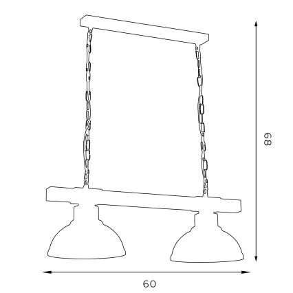 Hanglamp aan ketting HAKON 2xE27/60W/230V donker