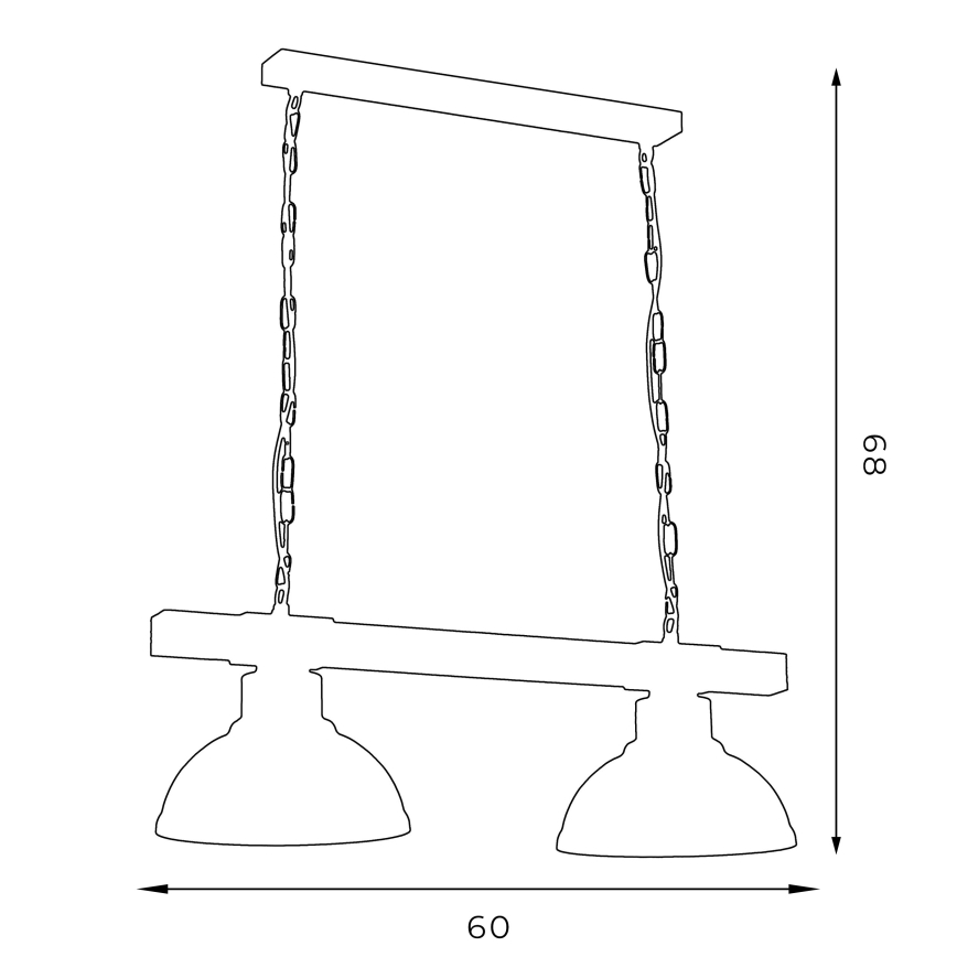 Hanglamp aan ketting HAKON 2xE27/60W/230V donker