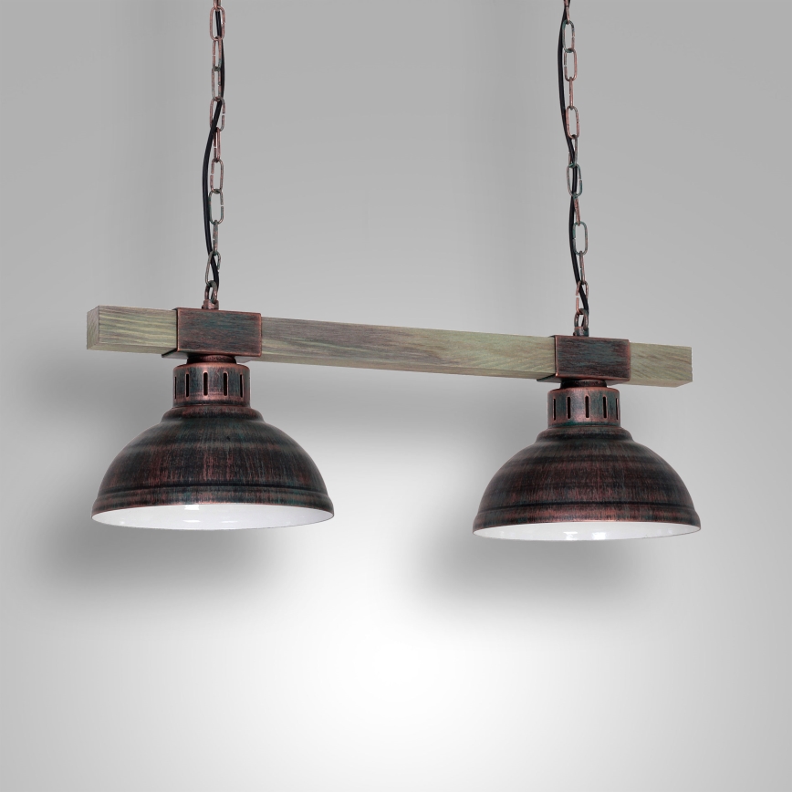 Hanglamp aan ketting HAKON 2xE27/60W/230V patina