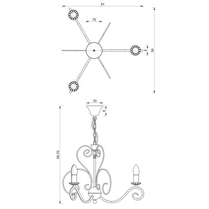 Hanglamp aan ketting MAURO 3xE14/60W/230V