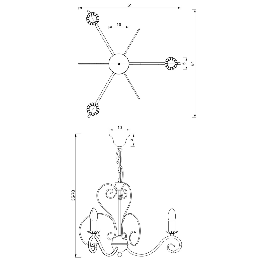 Hanglamp aan ketting MAURO 3xE14/60W/230V