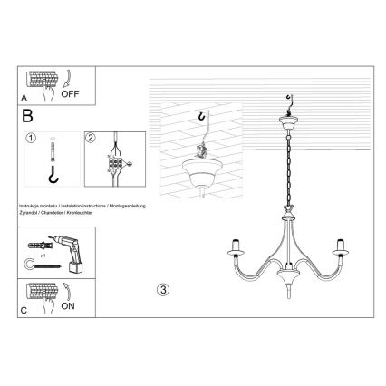 Hanglamp aan ketting MINERWA 3 3xE14/40W/230V wit