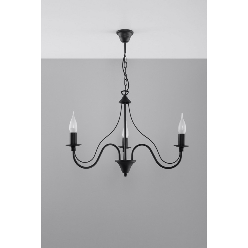 Hanglamp aan ketting MINERWA 3 3xE14/40W/230V zwart