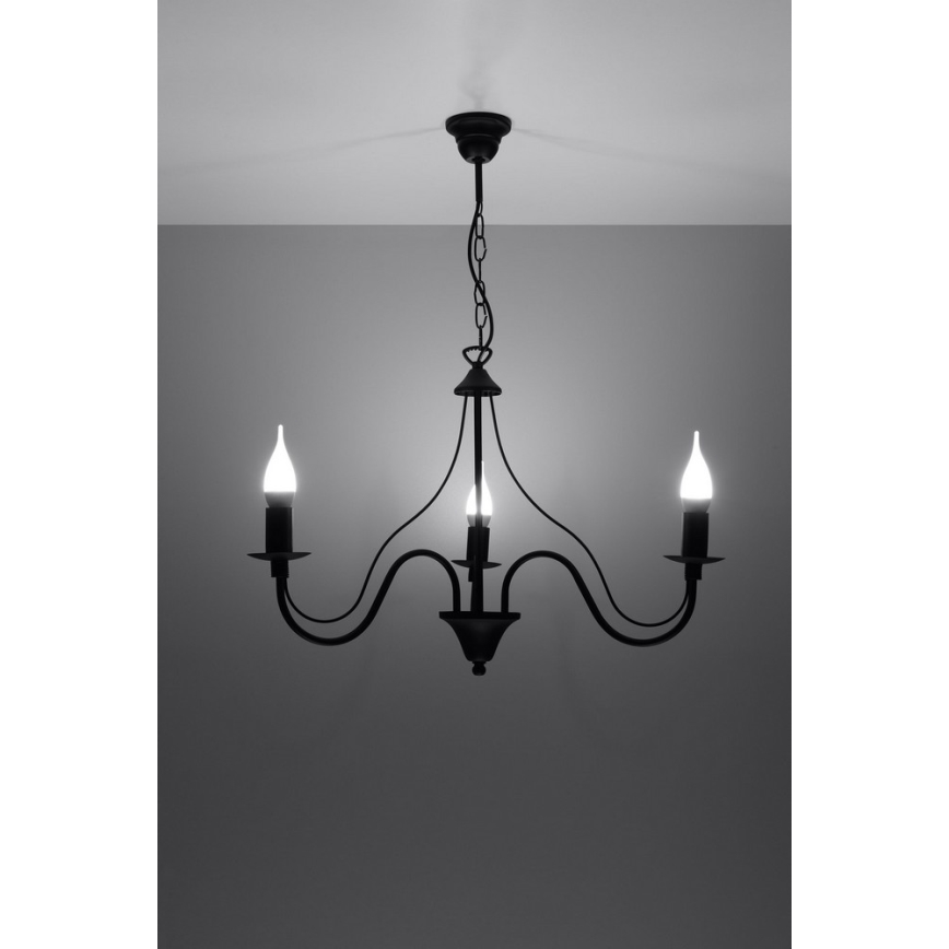 Hanglamp aan ketting MINERWA 3 3xE14/40W/230V zwart