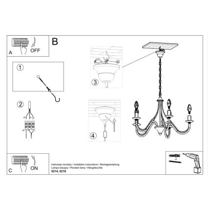 Hanglamp aan ketting MINERWA 5 5xE14/40W/230V zwart