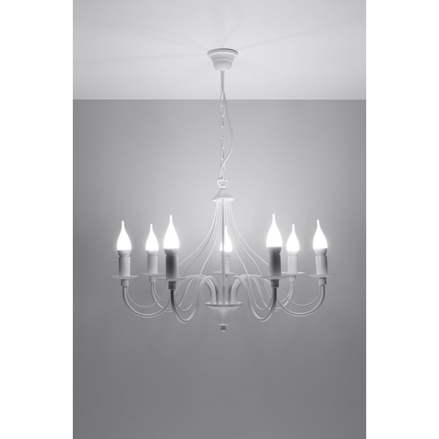 Hanglamp aan ketting MINERWA 7 7xE14/40W/230V wit