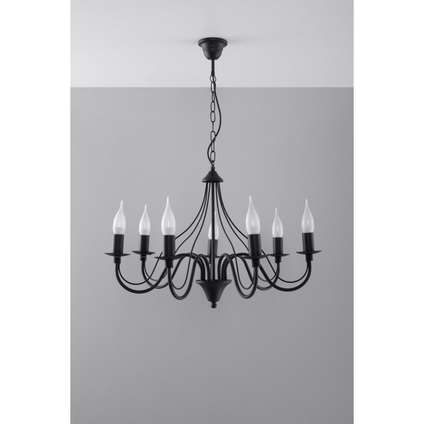 Hanglamp aan ketting MINERWA 7 7xE14/40W/230V zwart