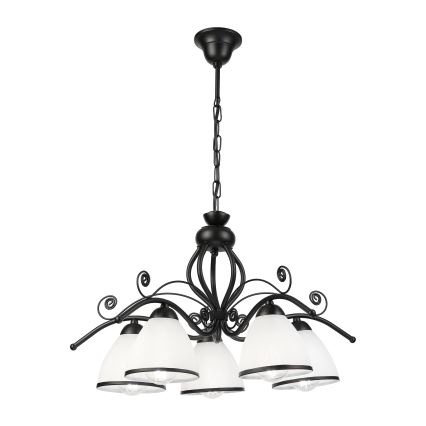 Hanglamp aan ketting RETRO 5xE27/60W/230V zwart/wit