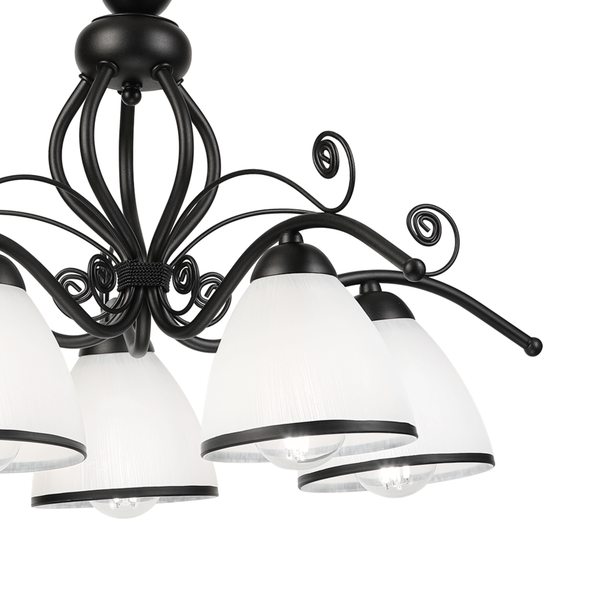 Hanglamp aan ketting RETRO 5xE27/60W/230V zwart/wit