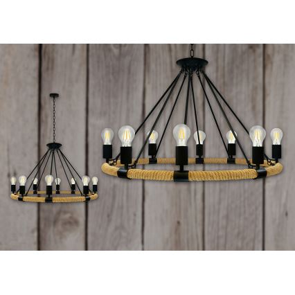 Hanglamp aan ketting ROPE ARTHUR 8xE27/20W/230V