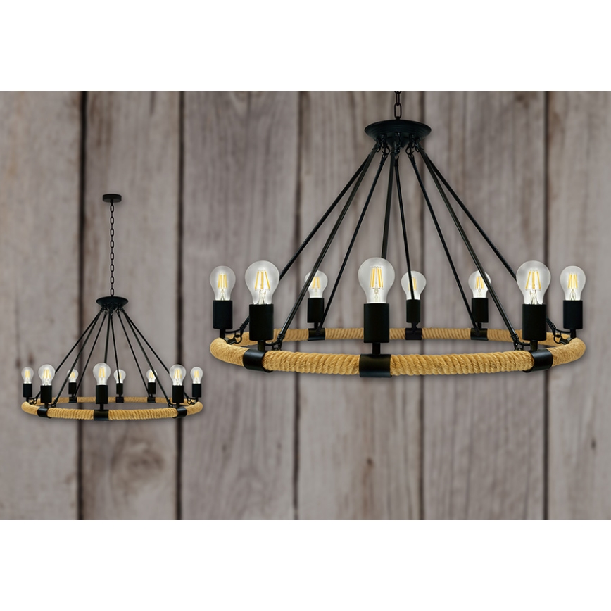 Hanglamp aan ketting ROPE ARTHUR 8xE27/20W/230V