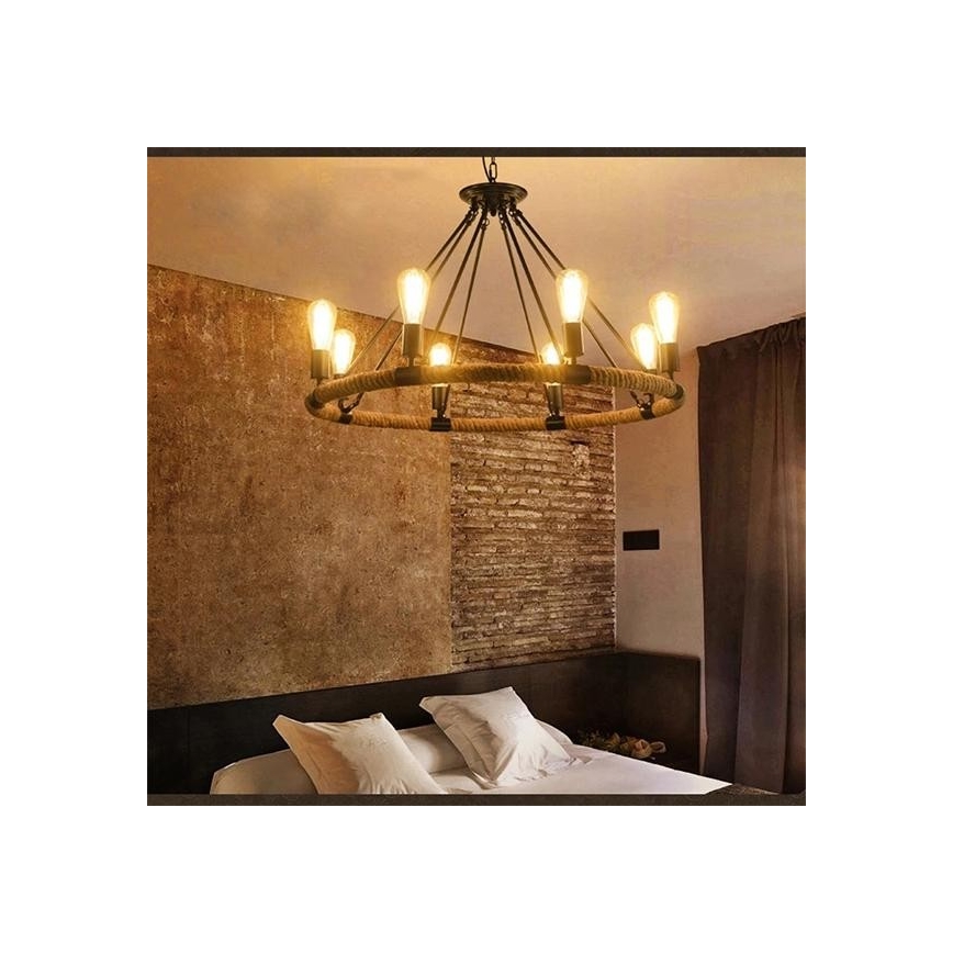 Hanglamp aan ketting ROPE ARTHUR 8xE27/20W/230V
