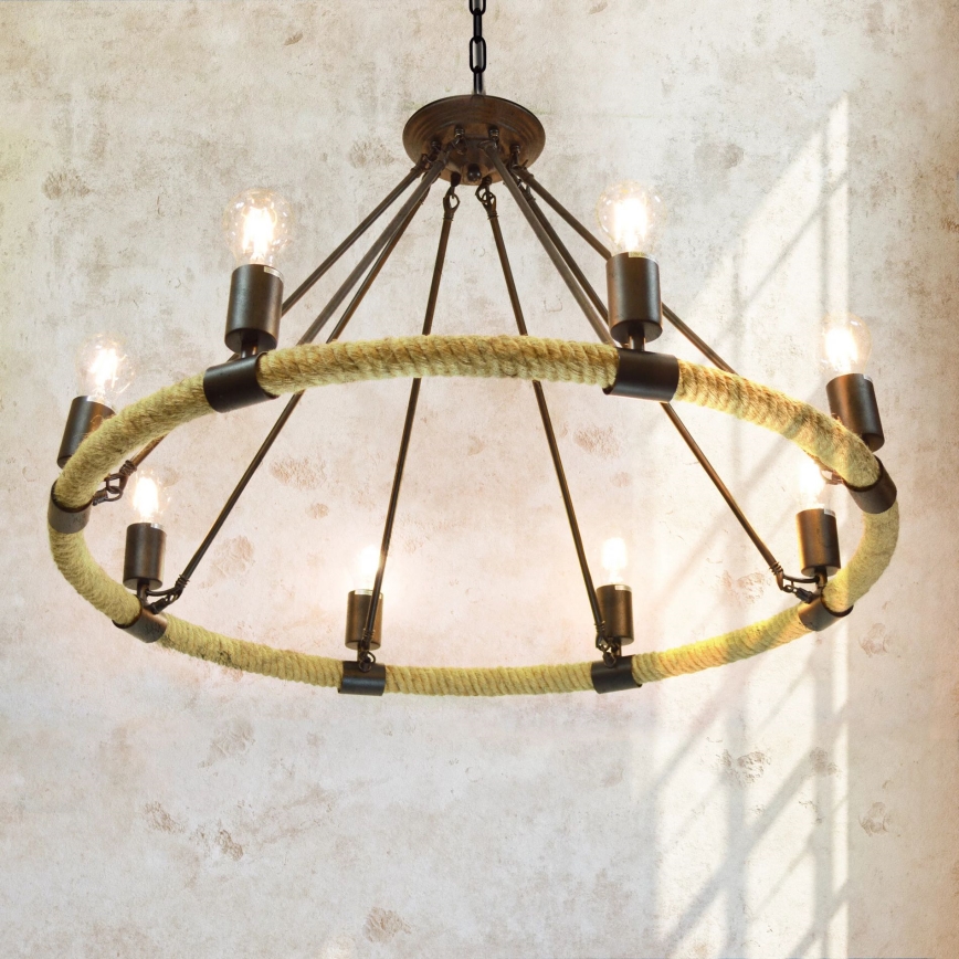 Hanglamp aan ketting ROPE ARTHUR 8xE27/20W/230V