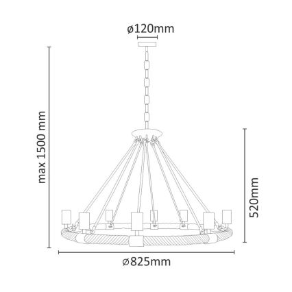 Hanglamp aan ketting ROPE ARTHUR 8xE27/20W/230V