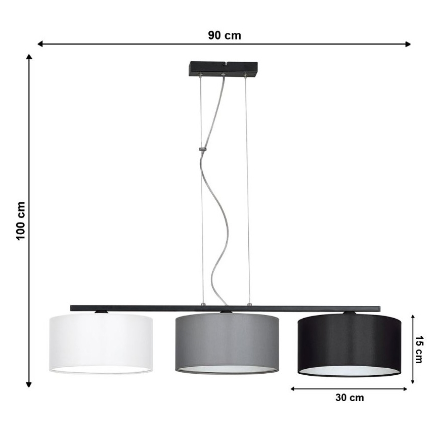 Hanglamp aan koord ASTRA 3xE27/60W/230V