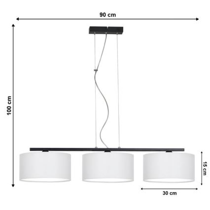 Hanglamp aan koord ASTRA 3xE27/60W/230V wit