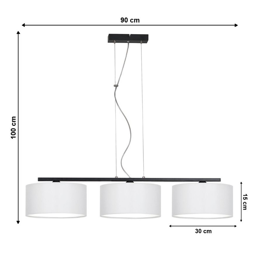 Hanglamp aan koord ASTRA 3xE27/60W/230V wit