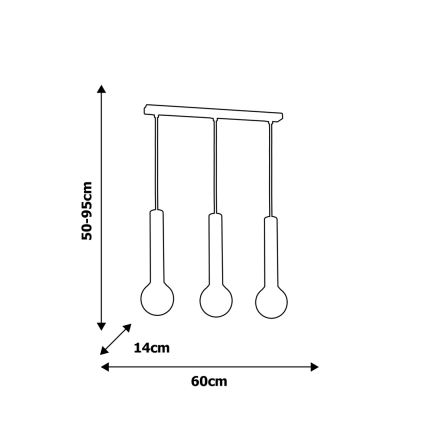 Hanglamp aan koord AURIS 3xE14/40W/230V