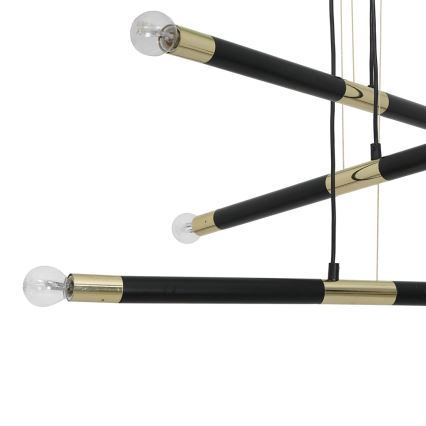 Hanglamp aan koord BASTONE 6xE14/40W/230V zwart/gouden