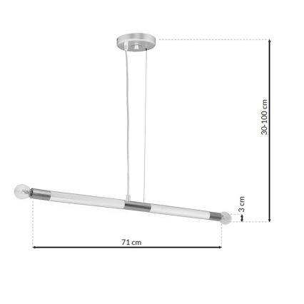 Hanglamp aan koord BASTONE WHITE 2xE14/40W/230V wit/chroom glans