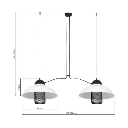 Hanglamp aan koord BJORN 2x E27 / 60W / 230V