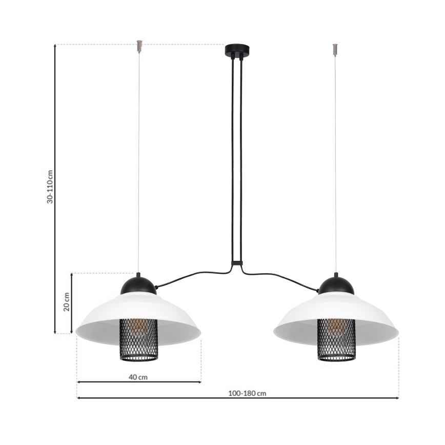Hanglamp aan koord BJORN 2x E27 / 60W / 230V
