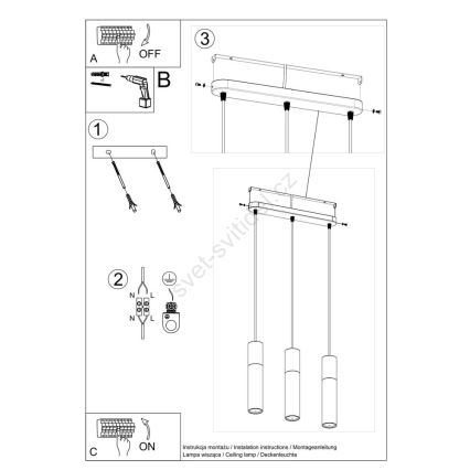 Hanglamp aan koord BORGIO 3xGU10/40W/230V