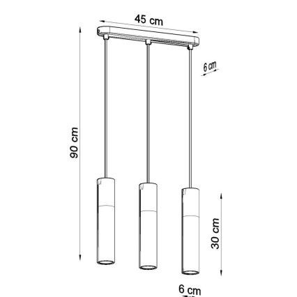 Hanglamp aan koord BORGIO 3xGU10/40W/230V