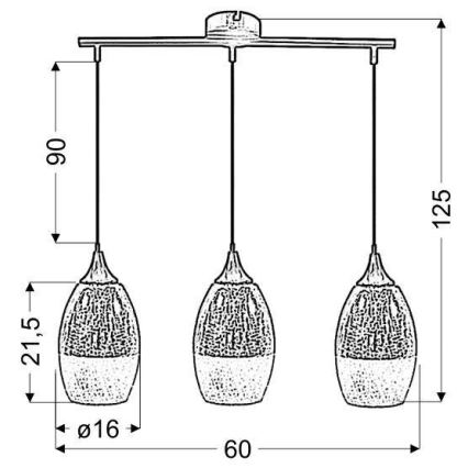 Hanglamp aan koord CELIA 3xE27/60W/230V