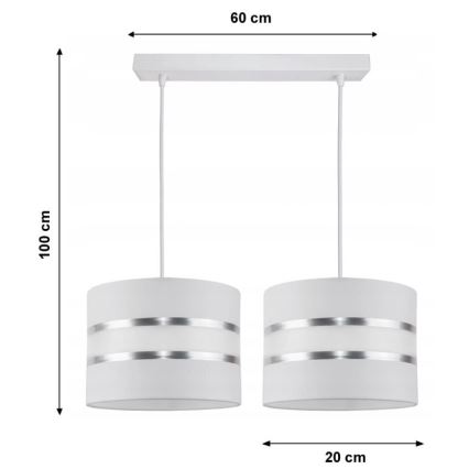 Hanglamp aan koord CORAL 2xE27/60W/230V wit