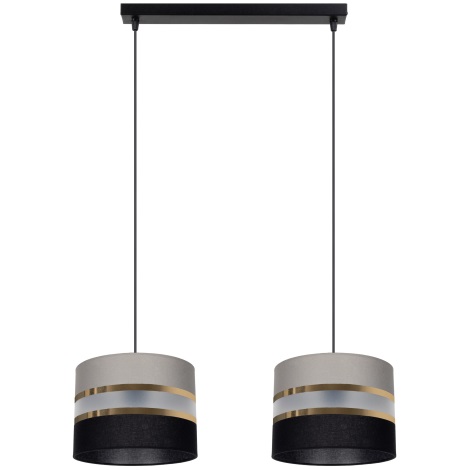 Hanglamp aan koord CORAL 2xE27/60W/230V zwart-grijs