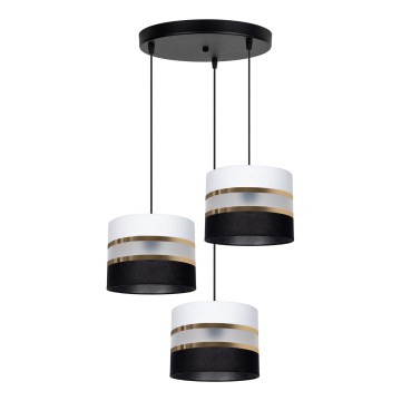 Hanglamp aan koord CORAL 3xE27/60W/230V zwart-wit