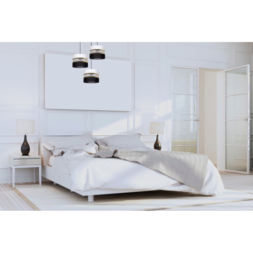 Hanglamp aan koord CORAL 3xE27/60W/230V zwart-wit