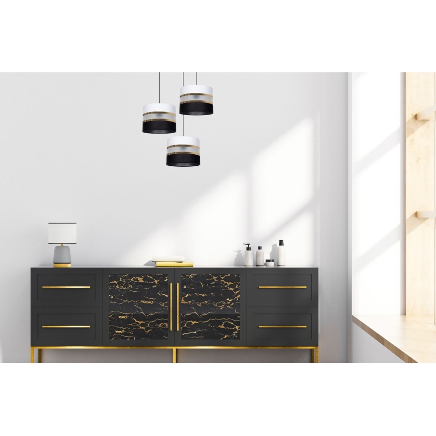 Hanglamp aan koord CORAL 3xE27/60W/230V zwart-wit