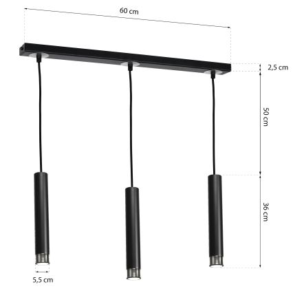 Hanglamp aan koord DANI 3xGU10/8W/230V