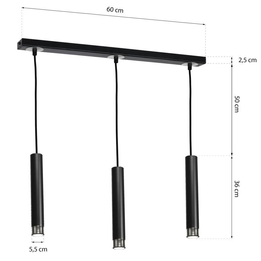 Hanglamp aan koord DANI 3xGU10/8W/230V
