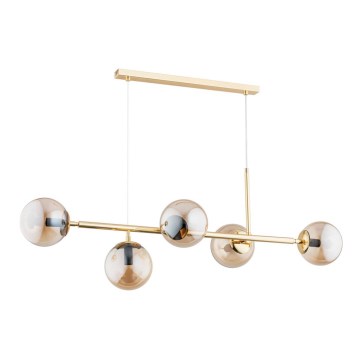 Hanglamp aan koord DANSA 5xE14/10W/230V gouden